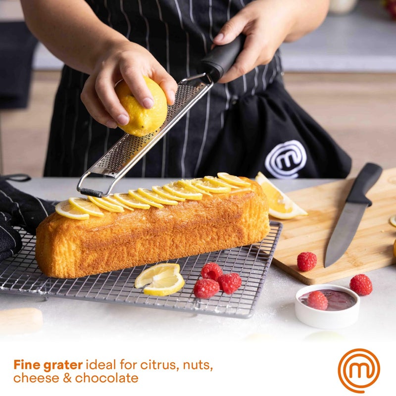 MasterChef Zester Grater with Handle  Kitchen Tool for Zesting Citrus Fruits & Finely Grating Parmesan Cheese  Garlic  Ginger  Coconut  Nutmeg  Wasabi  Chocolate etc  Stainless Steel - Image 2